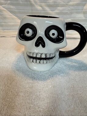 Certified International Black and White Skull Ceramic Mug